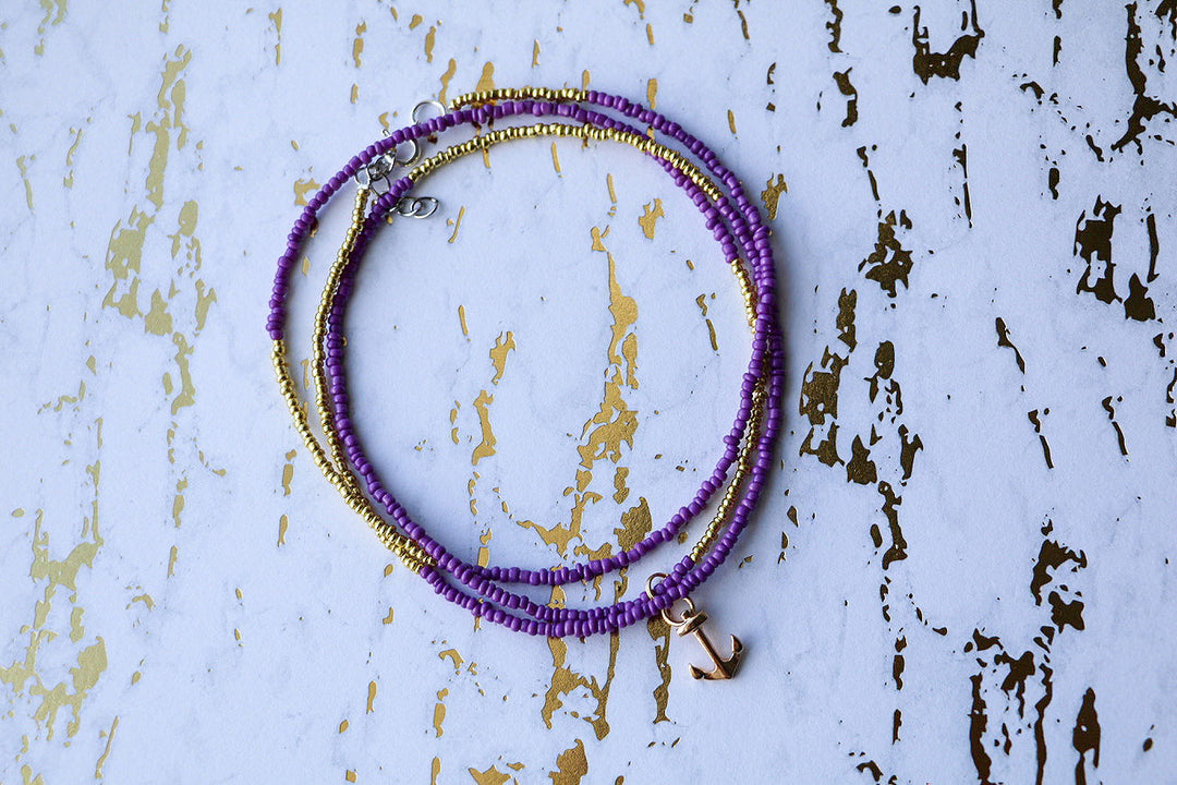 Waist Beads - Purple Anchor